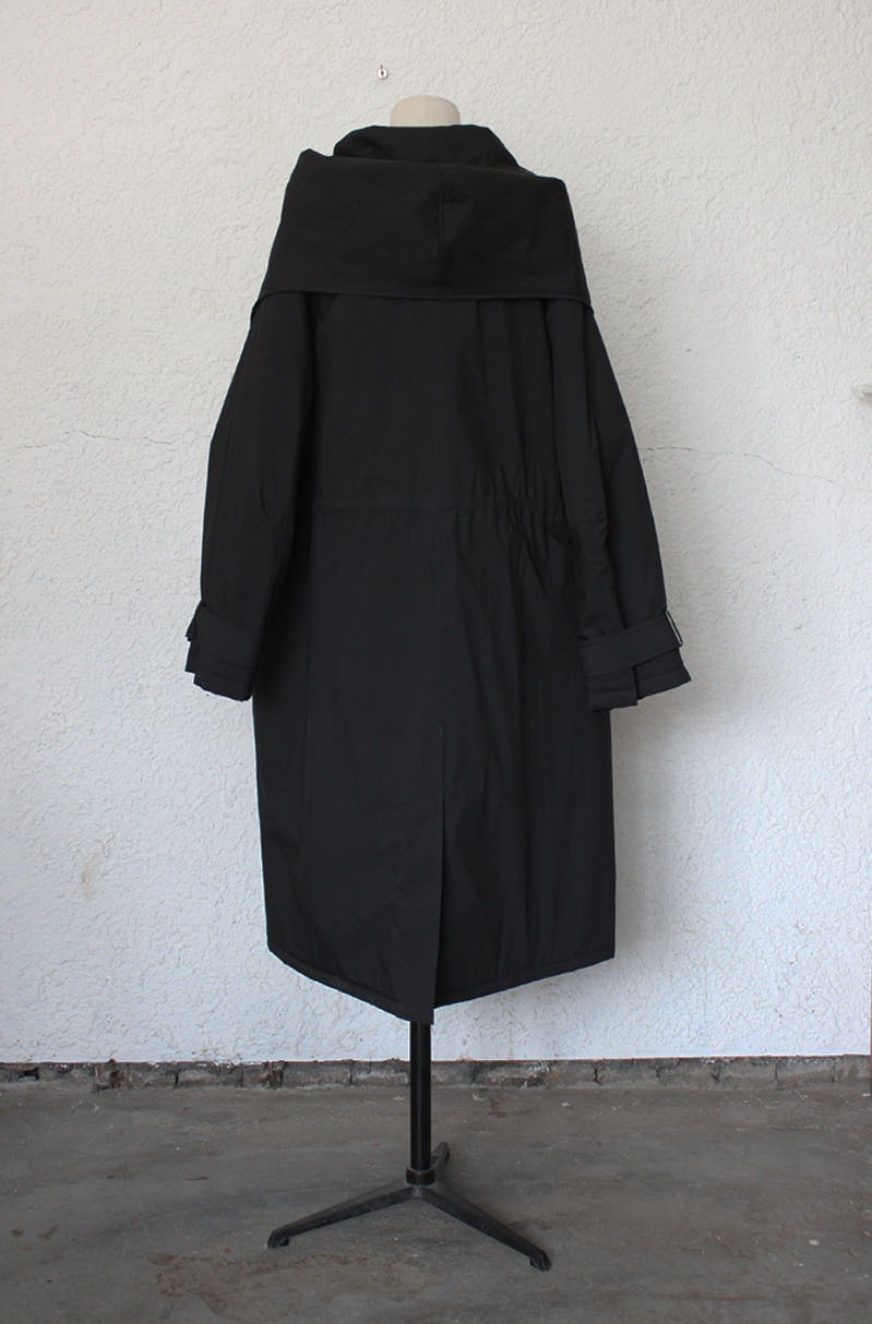 Airy Wrap Hood Coat BLACK