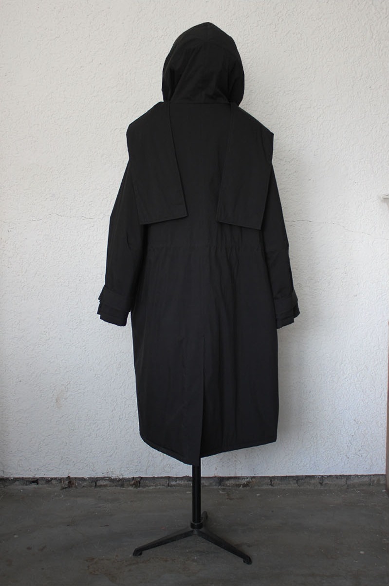 Airy Wrap Hood Coat BLACK