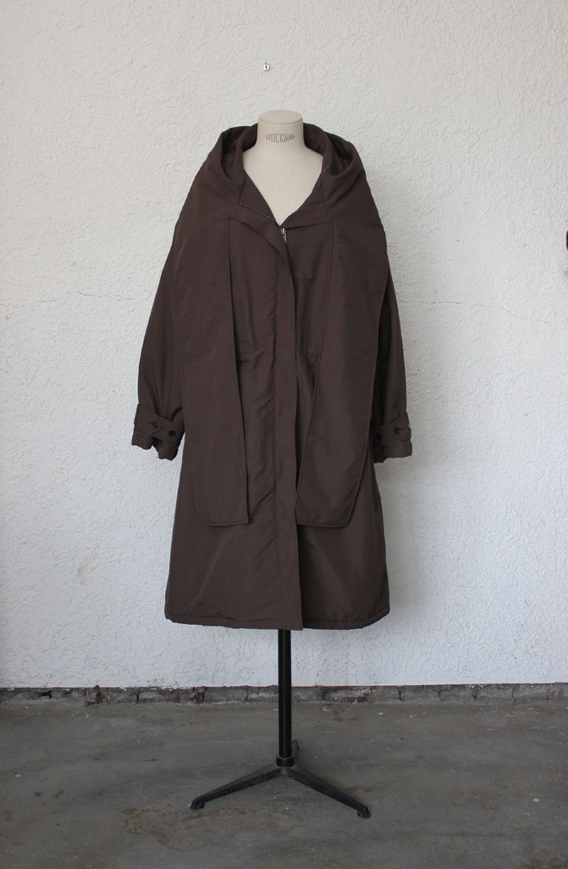 Airy Wrap Hood Coat BROWN