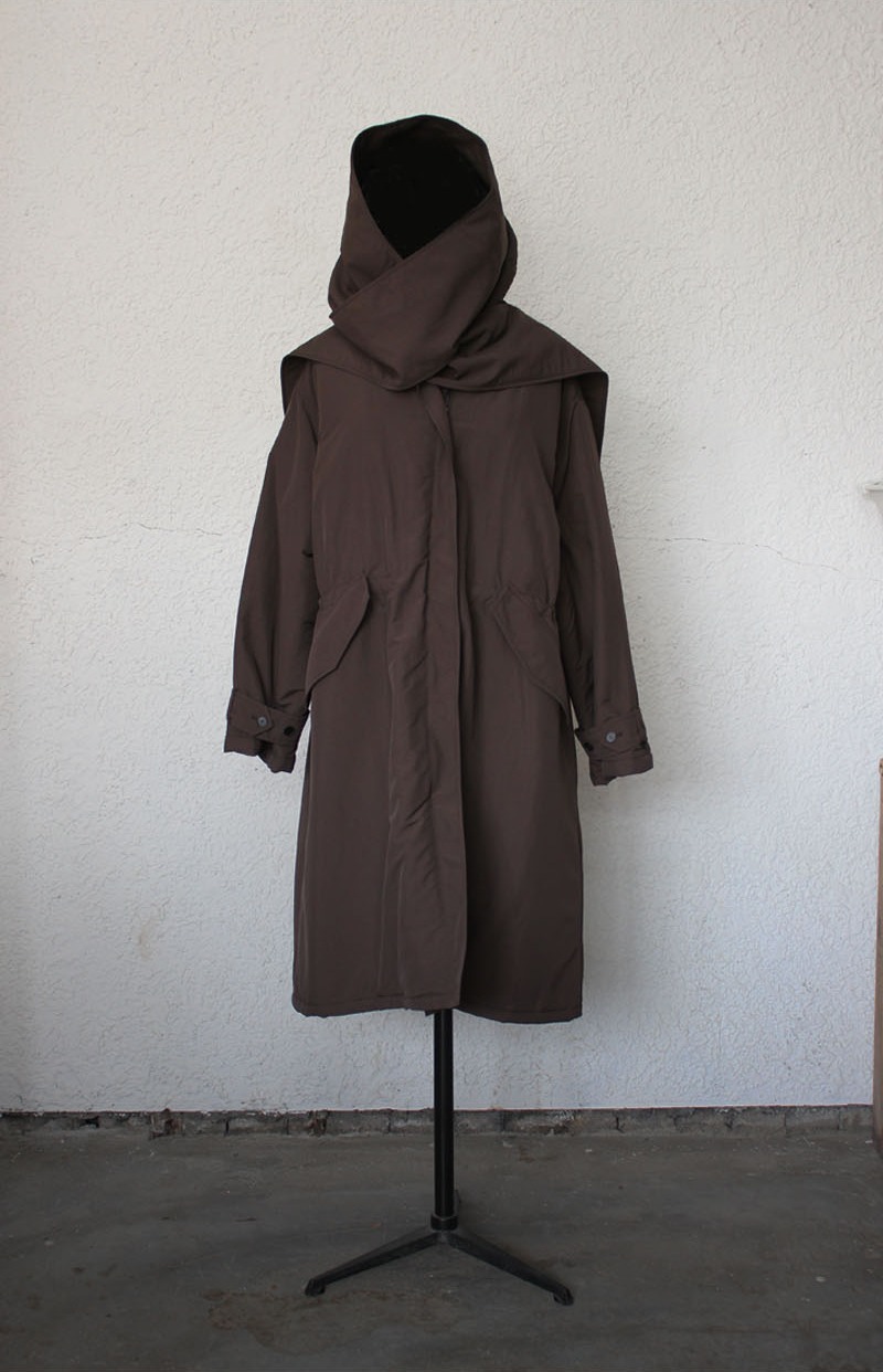 Airy Wrap Hood Coat BROWN