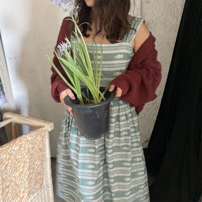 Vintage green stripe dress