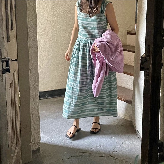 Vintage green stripe dress