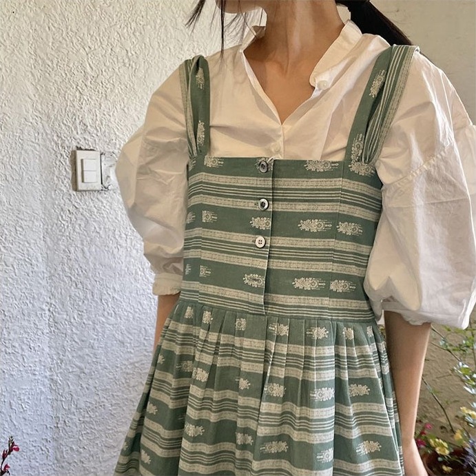 Vintage green stripe dress
