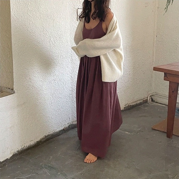 Smocking khadi cotton dress - Burgundy navycheck