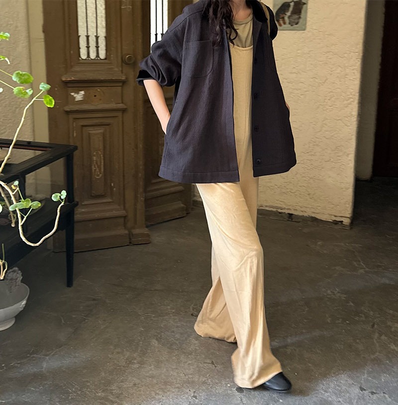 Linen full flare jacket (2 colors) Charcoal