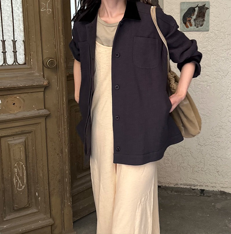 Linen full flare jacket (2 colors) Charcoal