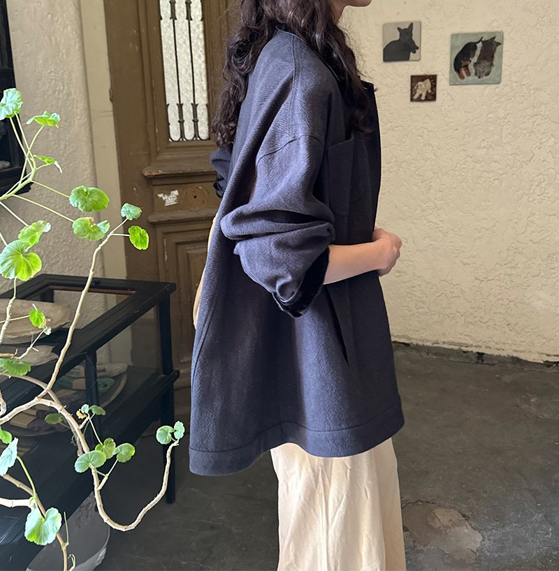 Linen full flare jacket (2 colors) Charcoal