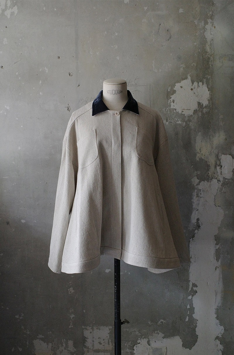 Linen full flare jacket (2 colors) Natural