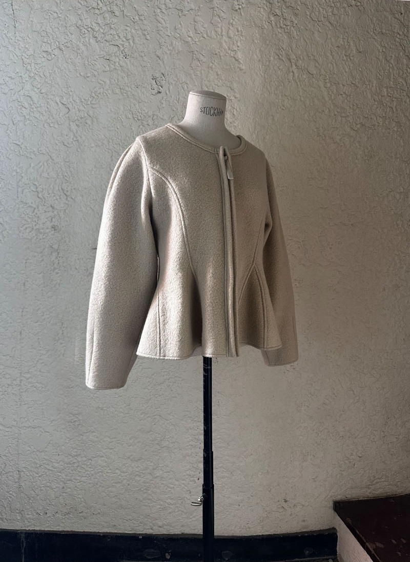 Wool Alpaca Peplum Jacket CREAM