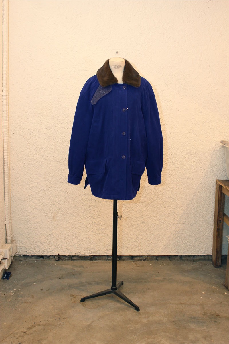 OVER-FIT SUEDE SAFARI JACKET MIDNIGHT BLUE