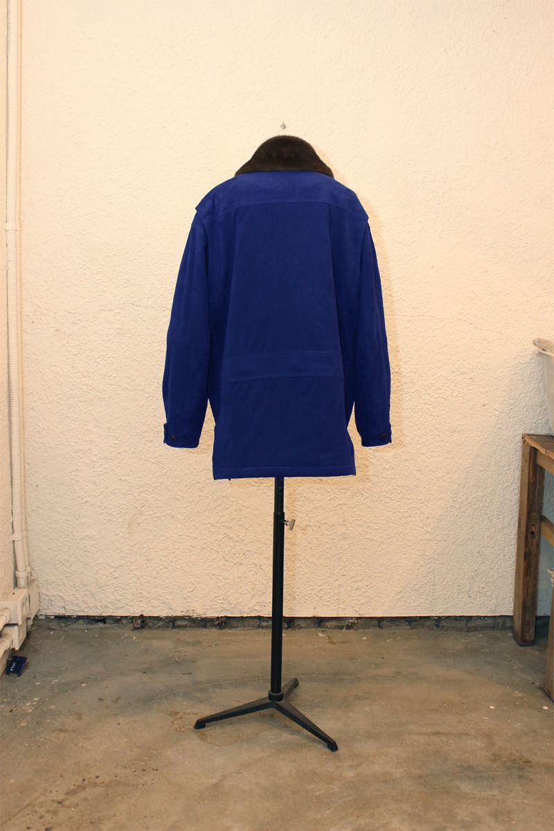 OVER-FIT SUEDE SAFARI JACKET MIDNIGHT BLUE