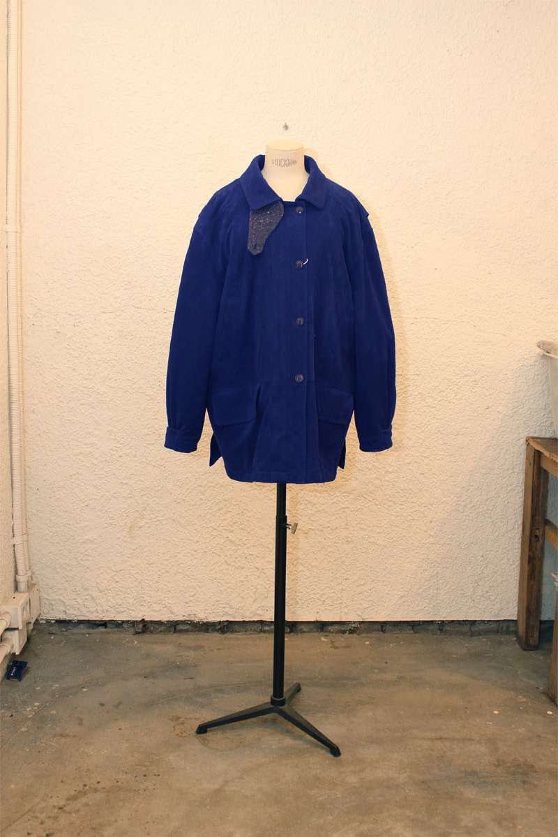 OVER-FIT SUEDE SAFARI JACKET MIDNIGHT BLUE