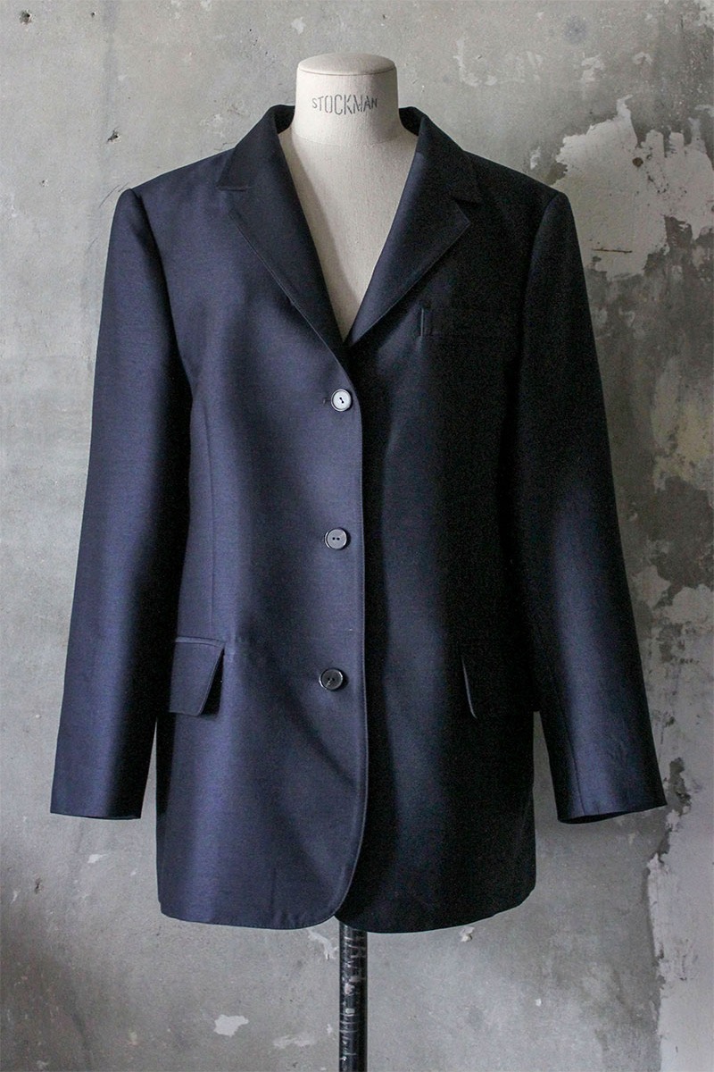 Silk wool navy jacket DARK NAVY