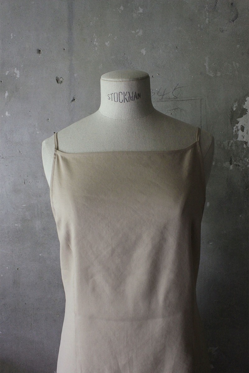 Backless Slip Linen Dress Beige