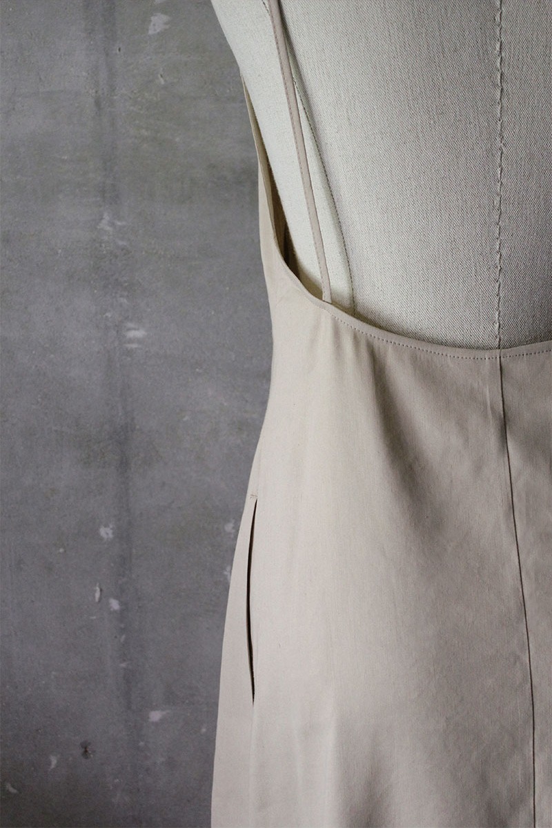 Backless Slip Linen Dress Beige