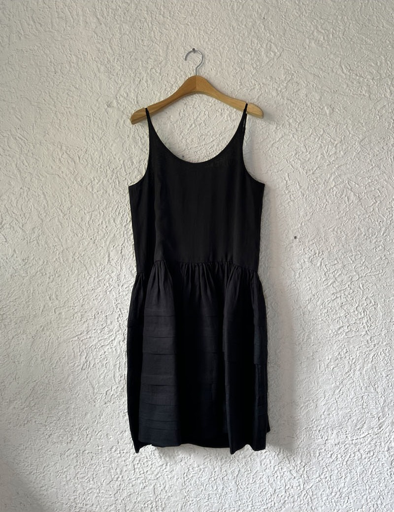 VEIL SLIP DRESS BLACK