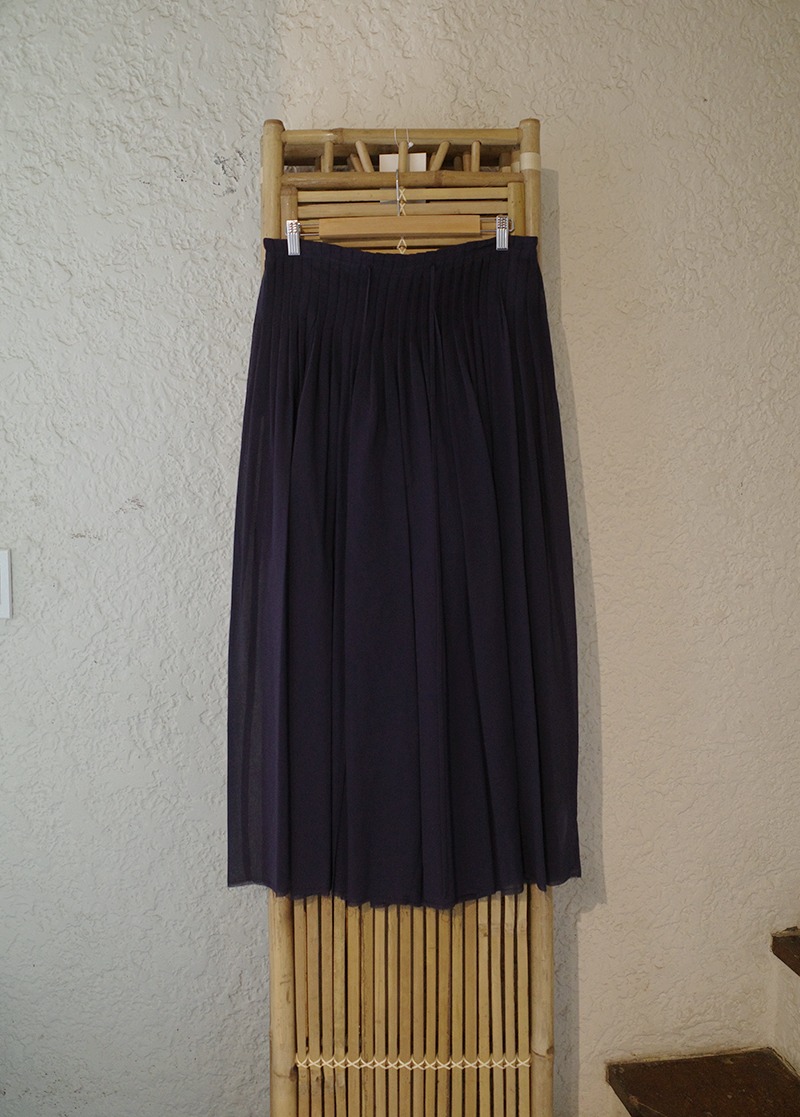 Full tuck cotton skirt pants NAVY