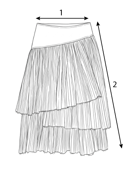 Asymmetric pleats skirt 사이즈 도식