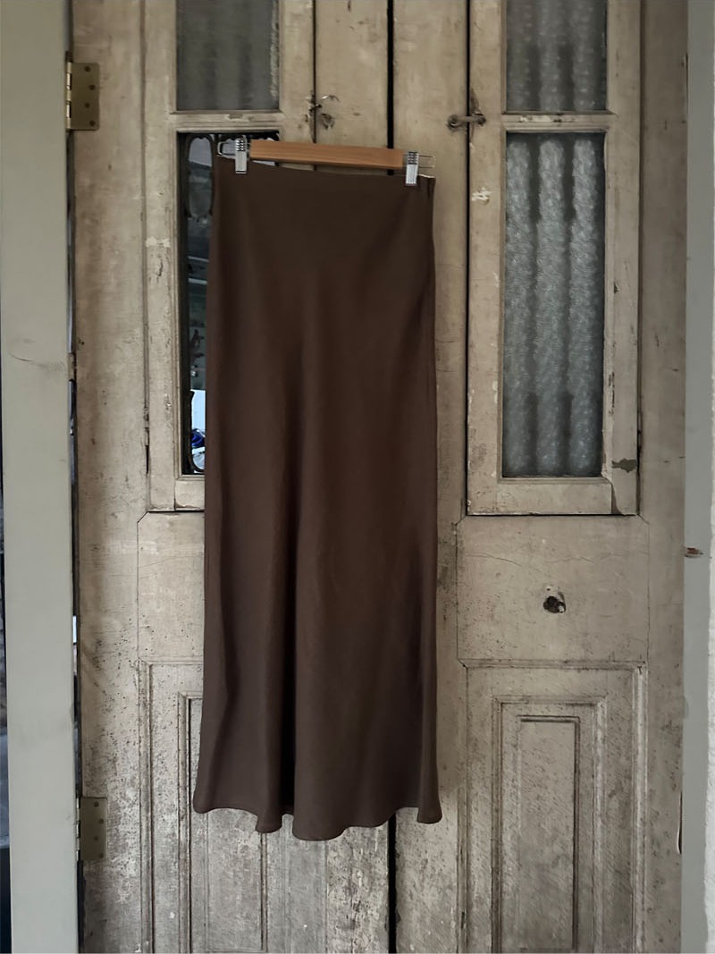 CLASSIC LINEN LONG SKIRT COFFEE