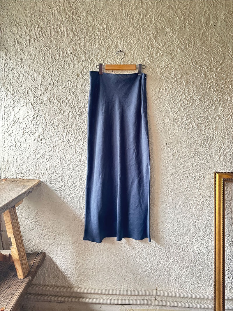 CLASSIC LINEN LONG SKIRT DARK BLUE