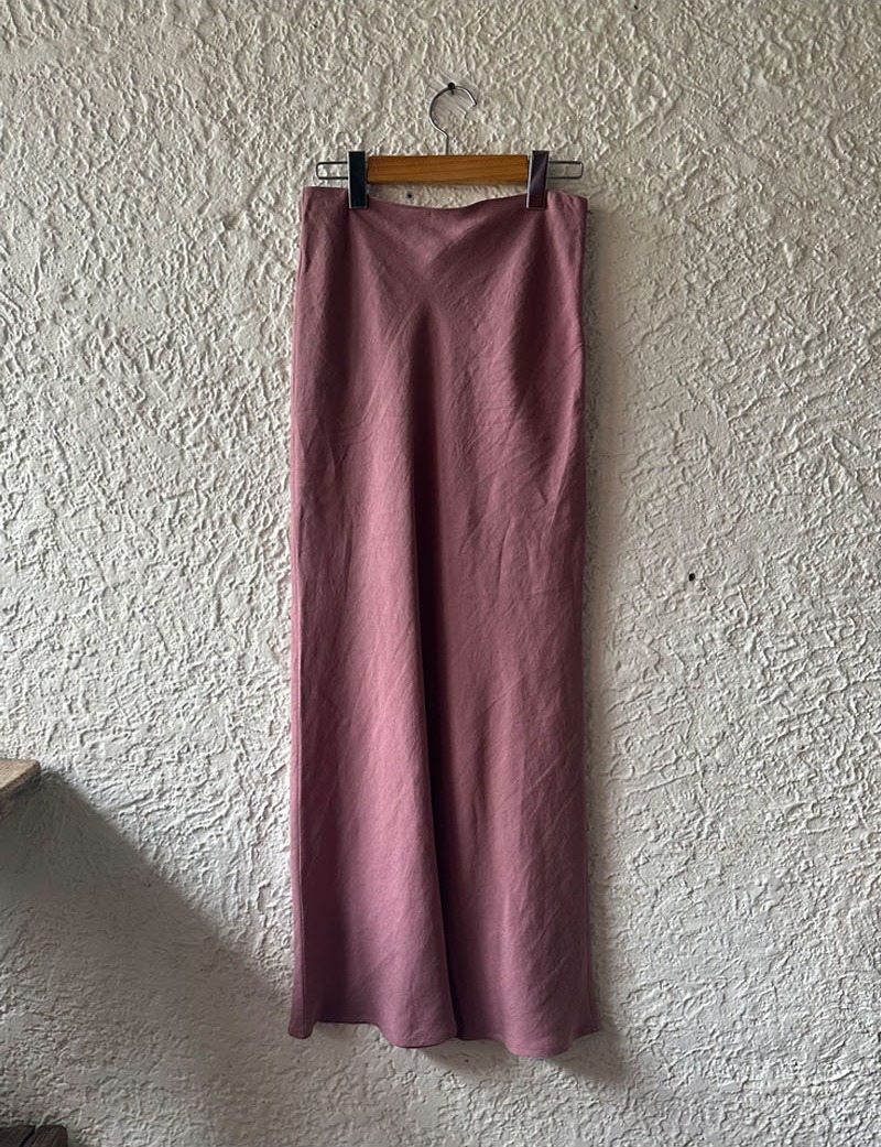 CLASSIC LINEN LONG SKIRT INDIAN PINK